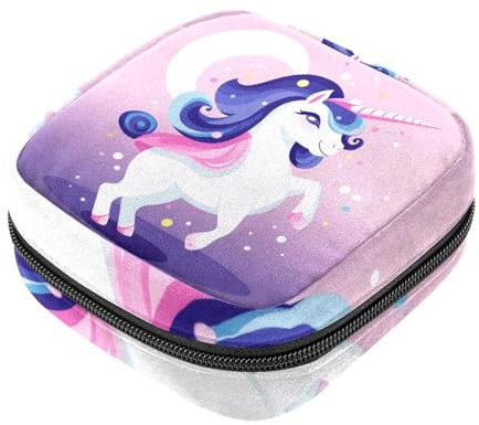 YTYVAGT Borsa mestruale,Borsa per tovaglioli igienici,Cartoon Cloud Rainbow Unicorn,Porta tamponi per borsa