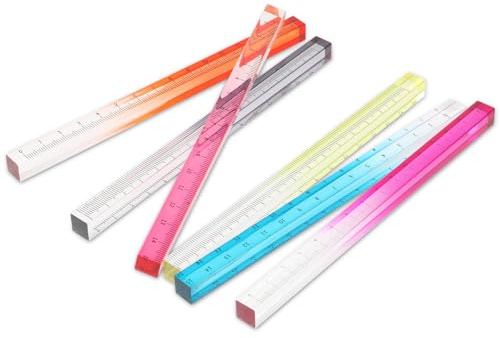 Andibro Färgglad Klar Rak Linjal - 6-Delad Kub Akryl Set 15 Cm Transparent Gradient, Lätt Mätverktyg för Elever Vuxna Skola Klassrum Kontor
