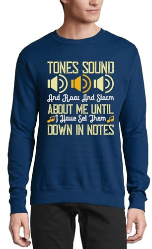 Atspauda Tones Sound, and roar and storm about me until I have set them down in notes Cotton Sweater Sweatshirt Pullover Jumper Navy Blue, marineblau, XXL