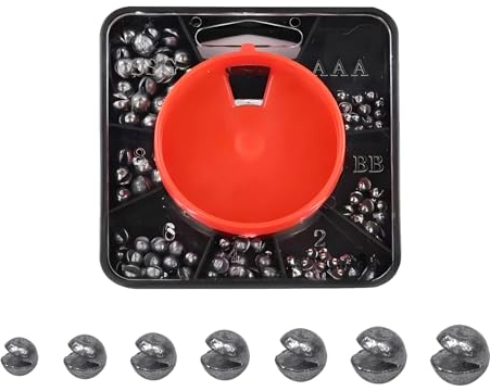 179 Stück Angelblei,Bleischrot Angeln,Herausnehmbare Blei Gewicht Angeln,Bleischrot Angeln mit Aufbewahrungskiste,7 Größen Schrotblei Angeln(0.2g/0.35g/0.4g/0.6g/0.8g/1g/1.5g)