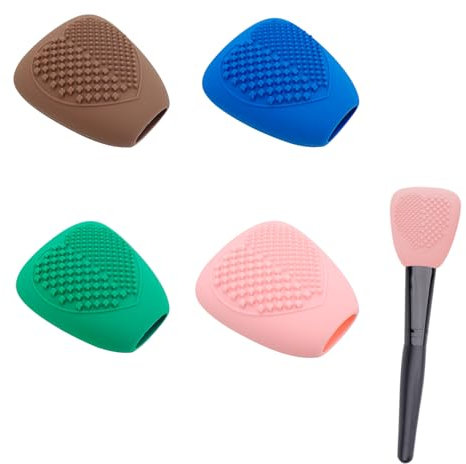 4 Teilige Pinselhalter,Reise Makeup Brush Holder aus Silikon mit Reinigungsmatte,Pinsel Behälter für Foundation Augen und Lippenpinsel,Wiederverwendbarer Pinselschutz für Make-up-Liebhaber