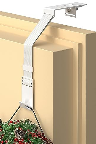 4smile Türkranz Haken - Weiße Türhaken Außentür und Innentür, stabiler Türkranzhalter für Haustür außen - Flexibel anpassbare Türkranz Befestigung, Türhaken für Kranz, kratzfrei