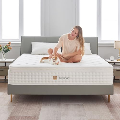 Hiepunos Matelas 180x200 cm, Épaisseur 26cm, Matelas Hybride, Matelas à Ressorts Ensachés et à Mémoire de Forme, H3 Moyenne Ferme, 7 Zones de Confort, Respirant, Soutien Parfait