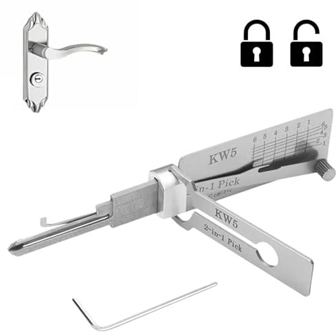 KW5 Stainless Steel Key Decoder,Lock Pick Key Decoder,2 in 1 Lock Pick,Master Key Decoder,Stainless Steel Car Key Reader,Lock Picking kit for Beginners,Lock Pick Decoder for Auto,Decoder and Pick