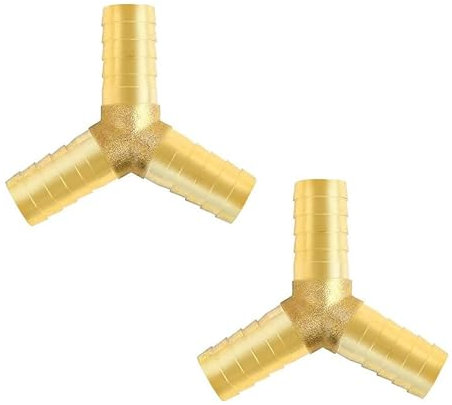 2Pcs 10mm Brass Barbed Connector 3-Way Y-Shaped - Heavy Duty Fuel/Hose Splitter, Universal Gas/Water/Oil Fittings for Garden/Irrigation/Boiler Systems