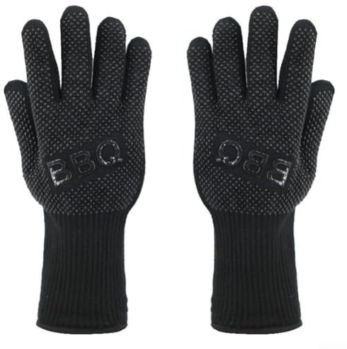 Guantes para barbacoa, 500 ° C, resistentes al calor, alambre preoxidado, resistentes al fuego, resistentes al aceite, guantes de horno con agarre de silicona antideslizante para asar, cocinar