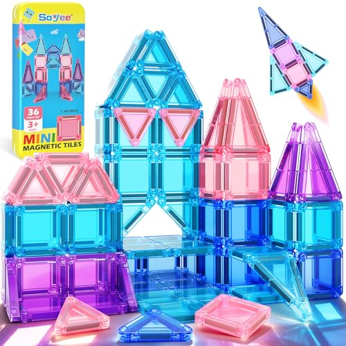 Magnetische Bausteine ​​Magnetbausteine Reisespielzeug mit Metallbox Magnetspielzeuge Magnetsteine STEM Sensorik Spielzeug ab 3 4 5 6+ Jahre Kinder Jungen und Mädchen Weihnachten Geburtstagsgeschenk