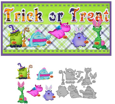 Halloween Clear Silicone stampReusable Stamp with Pumpkins, Skulls, Bats, Santa Claus, and Holiday Designs. Used for Making Cards, scrapbooks, and DIY templates (Halloween Monsters)