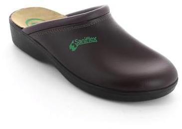 Saniflex 960-1 Médico Certificado Zuecos Mules Zapatillas Zapatos de Cuero, Hombre, Marrón, EU 43