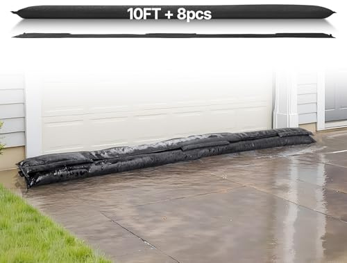 VEVOR Barriera Antiallagamento 305x21 cm Set di Sacchi di Sabbia dall'Acqua per Protezione dalle Inondazioni Sacco di Protezione Antiallagamento per Porte di Garage Officina Barriera Sacchi 8pz