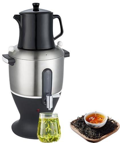 Tetera Eléctrica Samovar 1500W, Hervidor Doble de Acero Inoxidable de 6L con Infusor, Función de Mantener Caliente, para el Hogar y la Oficina