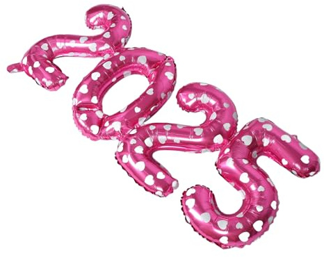 FELTECHELECTR Globos De Números Grandes 2025 De Película De Aluminio Rosa Imprimida 36 Pulgadas Para Decoraciones De Fiestas De Año y Eventos Festivos