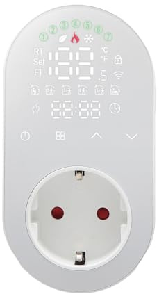 Fockety Thermostat Programmable, Thermostat D'affichage de la Température, équipement de Chauffage électrique, Thermomètre Intérieur, Humidimètre pour la Maison (WHITE)
