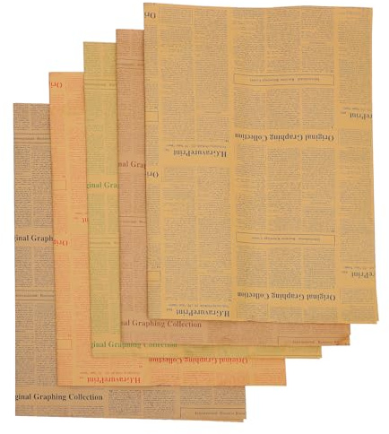 ERINGOGO Hojas de Papel Kraft y Diseño de Periódico Inglés Vintage 20 para Envoltorio de Flores Envoltura de Obsequio Eventos Obsequios