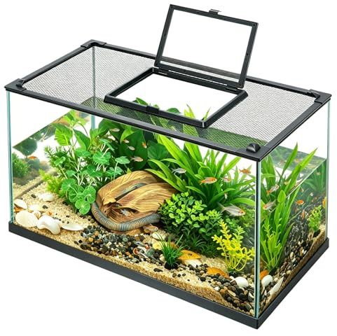 Magnetic Fish Tank Cover Net with Feeding Window(39.4X19.7,100x50cm)