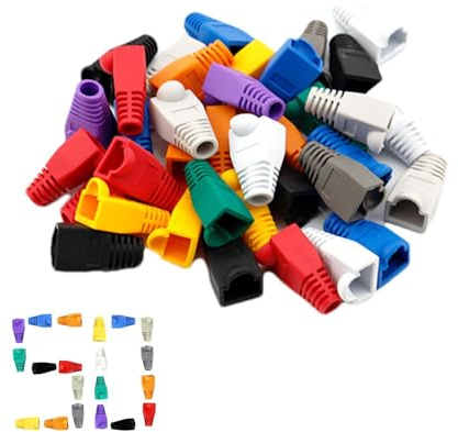 Envoltura de cabeza de cable RJ45 – 50 piezas de de cabecera | Ethernet Crystal, Manguitos de protección de conector RJ45 | de cable de red para cableado de oficina, Configuración de Sala