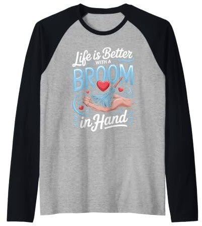 Life is Better with a Broom in Hand Curling Player Raglan Baseball Tee