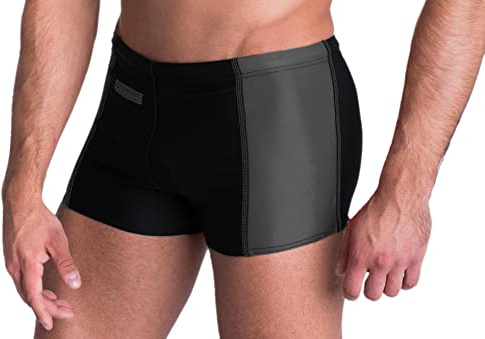 Aquarti Herren Badehose mit Reißverschlusstasche Badeshorts, Farbe: Schwarz/Grau, Größe: 6XL