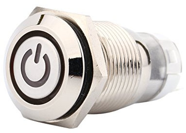 Keenso 16mm 12v LED Power Druckschalter 1NO1NC Schalter Rastschalter Licht EIN Aus Druckknopf Metallschalter weißes Licht Schalter im Auto