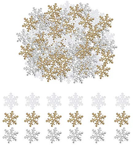 600PCS Christmas Confetti Glitter Snowflakes Table Confetti Silver Gold Snowflake Sequins for Christmas Holiday Party Decorations
