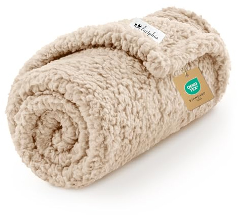 Luciphia Premium Fleece Dog Puppy Blanket Soft Pet Sherpa Calming Cat Blanket Throw for Small Medium Dog Cat(Beige,30x20 inches)