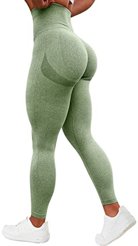 TAYOEA Leggings Deportivos Compresión para Mujer Yoga Largo Slim Fit Fitness Gym Pantalones Opaco Scrunch Yoga Seamless Push Up Cintura Alta Entrenamiento Fitness Jogging Noir,L