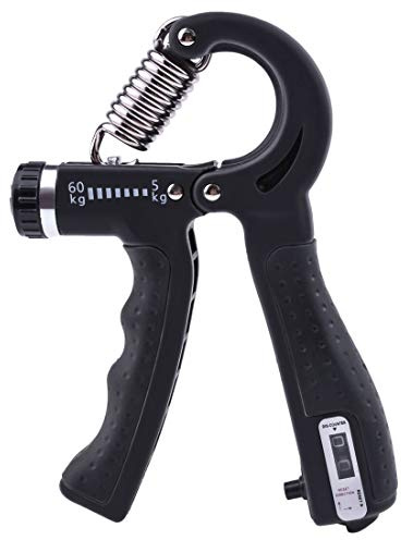 Allenatore per le mani, attrezzo per avambraccio, allenatore per la forza della presa, allenatore per dita da 5-60 kg, resistenza regolabile con manubri per dita, antiscivolo, nero