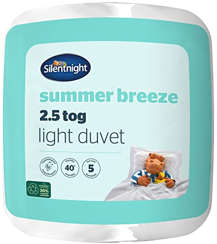 Silentnight Summer Breeze 2.5 Tog King Duvet - Lightweight Low Tog Summer Duvet Quilt Ideal for Warm Nights and Hot Sleepers - Hypoallergenic and Machine Washable - King Size - 225x220cm