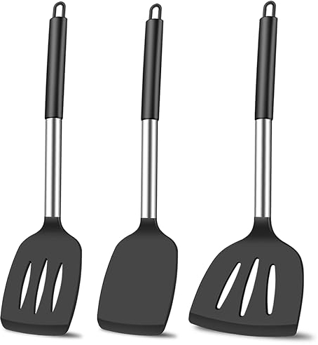 KLAQQED 3 Spatola Cucina Utensili Cucina Silicone Spatola Silicone Spatole in Silicone Spatole per Pesce Spatole in Silicone Resistenti al calore per Pentole Antiaderenti Spatola Wok in Gomma