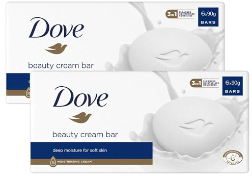 Dove Orginal Beauty Cream Bar 3 in 1, reinigt, spendet Feuchtigkeit und pflegt, sulfatfreie Badeseife für weiche und geschmeidige Haut, geeignet für die tägliche Anwendung, 6 x 90 g, 2er-Pack