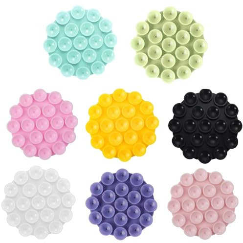 JJiaoLinin Soporte De Silicona para Teléfono Móvil con Ventosa, 8 Piezas Ventosa Movil Redondo, Silicona Soporte Movil Coche Ventosa, Adecuado para Selfies y Vídeos de Teléfonos Móviles(8 Colores)