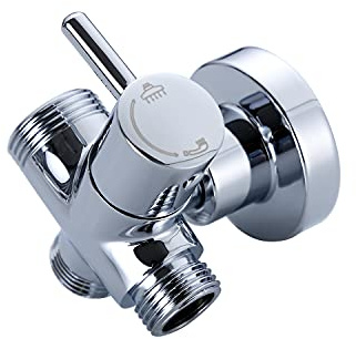 JOHO 3 Wege Umschaltventil aus massiv Messing mit Hebel für Umschalten zwischen Duschkopf und Duschbrause, Umstellventil G1/2 Zoll + G3/4 Zoll Duschsystem Ersatzteil D24mm Chrom