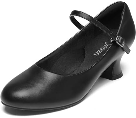 YESSA Black Character Shoes for Women 1920s Shoes 2 Latin Dance Shoes for Ballroom Salsa Folklorico Flamenco Tango Swing Dancing Low Heels 9