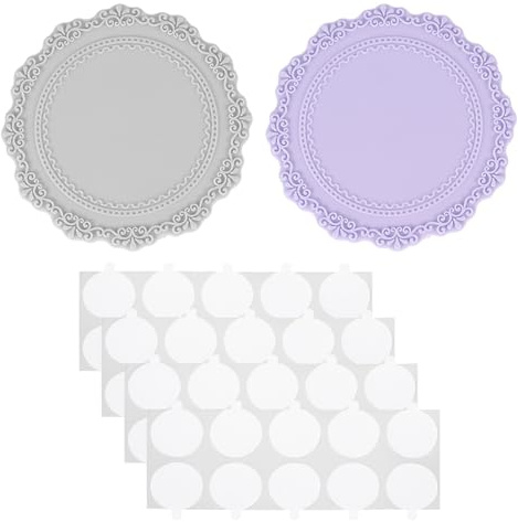 PATIKIL Pad in Silicone per Sigillo Cera, 2Pz Tamponi per Sigillo Cera con 40 Punti Adesivi Bifacciali, Piastra Supporto per Timbro, Ceralacca Fai da Te, Artigianato, Viola Grigio