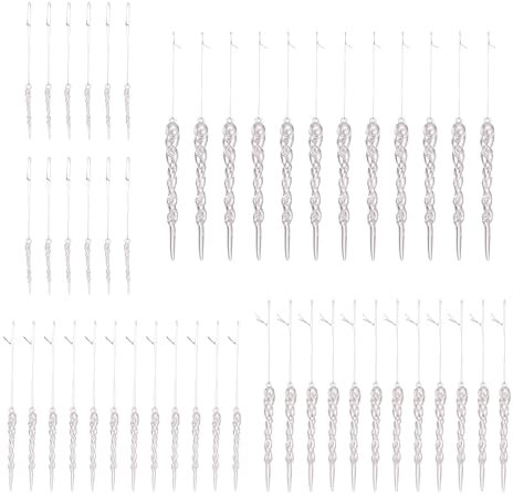Shienfir Crystal Clear Holiday Decorations Plastic Icicles 48 Pcs Simulated Icicle Pendant Hanging Ornaments for Christmas Tree Decor 48pcs