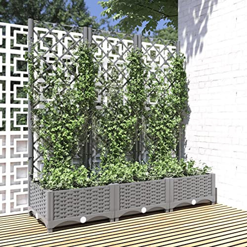 Juroupi Fioriera Giardino e Graticcio Grigio Chiaro 120x40x121,5cm PP,Fioriera Giardino,Fioriera Cassetta Piante Giardinaggio Portafiori Aperto Fioriera Balcone-153273