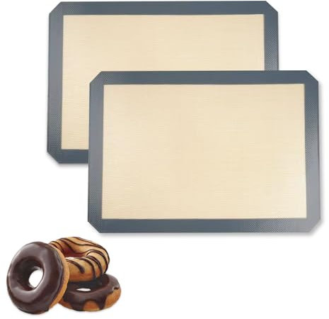 Lot de 2 Tapis de Cuisson Silicone pour Four, 40 x 30 cm Tapis Silicone Patisserie, Revêtement Antiadhésif, Réutilisable, pour Biscuits, Pain, Pâtisserie, Pizza
