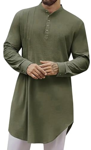 Djellaba Homme Ramadan Eid Uni à Col Montant Ramadan Eid Tunique Confortable Chemise Ihram Vêtements pour Hommes Rayée à Capuche Élégante Tunique Abaya pour Ethnique, Mariage, Soirée