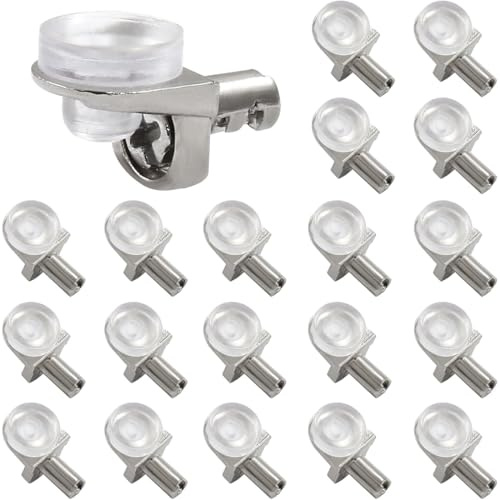 Soporte de vidrio con ventosa, 20 soportes para estantes con tornillos de expansión, soportes para estantes, para estantes metálicos, vitrinas, estanterías
