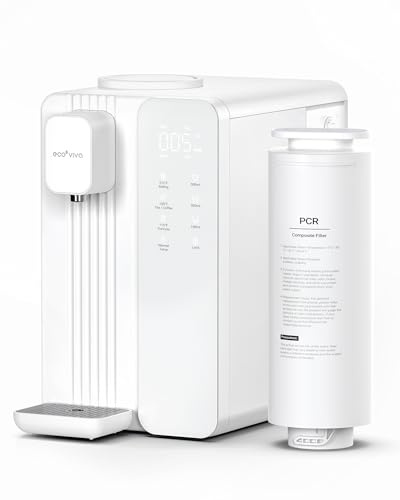 Ecoviva Impianto di osmosi UV per acqua potabile, distributore di acqua calda, filtro ad osmosi inversa a 7 livelli, 3:1 puro per scarico, monitor TDS e durata del filtro, purificatore d'acqua