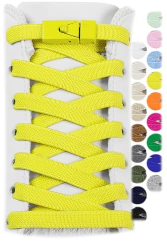 Stepace 2 Pares de Cordones Elásticos Deportivos Sin Lazo Para Adultos y Niños 25mm de Ancho Talla Única Amarillo 120