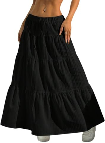 Agiyenna Robe de Ballet Plissée Élégante pour Femme Style Décontracté Longue pour L'été avec Un Design Unicolore Un Léger Cordon à Nœud Papillon et Une Jupe Ample et Tendance Élastiquée