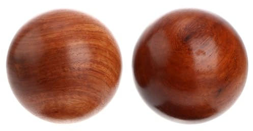 Palline da Massaggio in Legno Rotonde per Mani, Attrezzature in Legno per Massaggio, 2 Pezzi, per Ridurre Stress e Portare in Viaggio