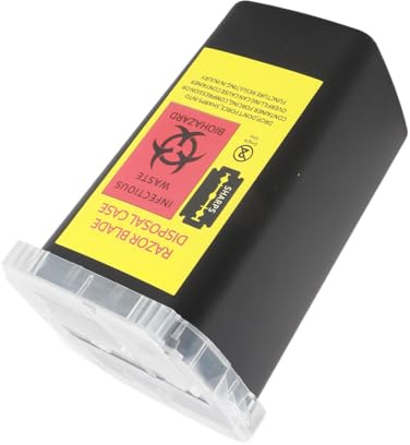 Bewinner Contenedor de Eliminación de Cuchillas de Barbero, Peluquería Profesional y Uso Doméstico, Caja de Almacenamiento Segura para Cuchillas de Afeitar con Tapa Segura, Plástico Duradero, Negro