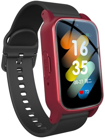 Mothdust Reloj Inteligente para Ancianos con Deteccion de Caidas, Pulsera Localizador GPS Boton de Emergencia SOS para Personas con Demencia y Alzheimer, Alarma de Seguridad(Red)