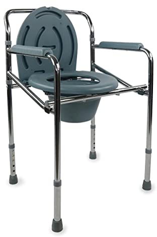 Mobiclinic®, Silla WC, con Cubeta Extraíble, Puente, Inodoro Portátil, Regulable en Altura, Conteras Antideslizantes, Máx. 100 kg, Reposabrazos Acolchados, Gris