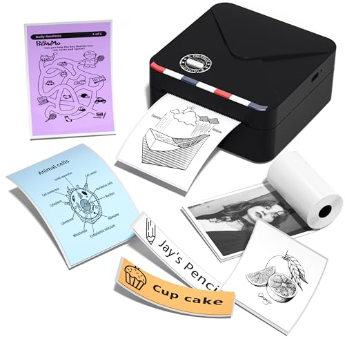 Phomemo M02S 300 DPI Thermodrucker, Taschendrucker Mini Drucker für Handy, Kompatibel mit 15, 25, 53 mm Papier, ideal für Studium, Scrapbooking, Fotos, Geschenke (Schwarz)
