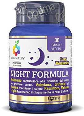 Colours Of Life Night Formula - Integratore Di Melatonina, Valeriana, Passiflora E Melissa - 30 Capsule Vegetali