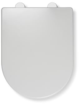 Croydex Varano Durable D Shaped Soft Close Toilet Seat with Anti-Bacterial Surface, Adjustable Hinges, Quick Release for Easy Cleaning - Polypropylene D Shaped Toilet Seat, Top and Bottom Fix
