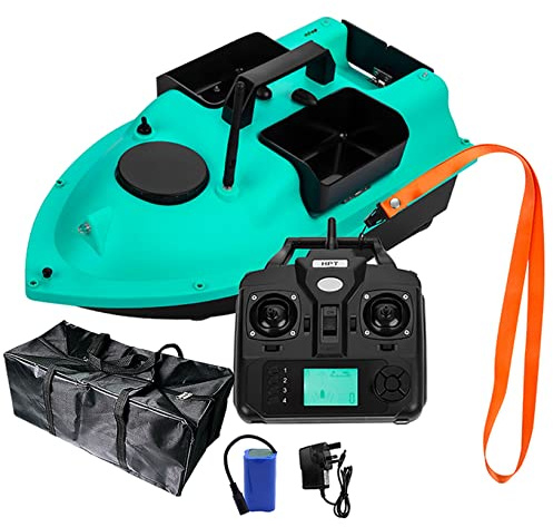 HENGGE Barca da pesca telecomandata, posizionamento GPS, 500 m, con luce notturna a LED (GPS 12000 mAh, blu)